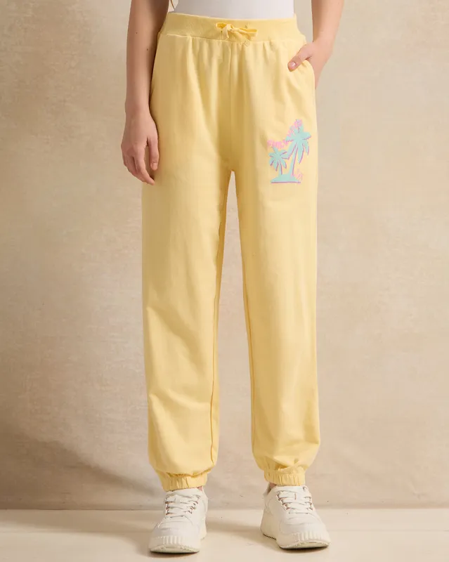 Senior Girls Yellow Printed Track Pants sold by Redtag