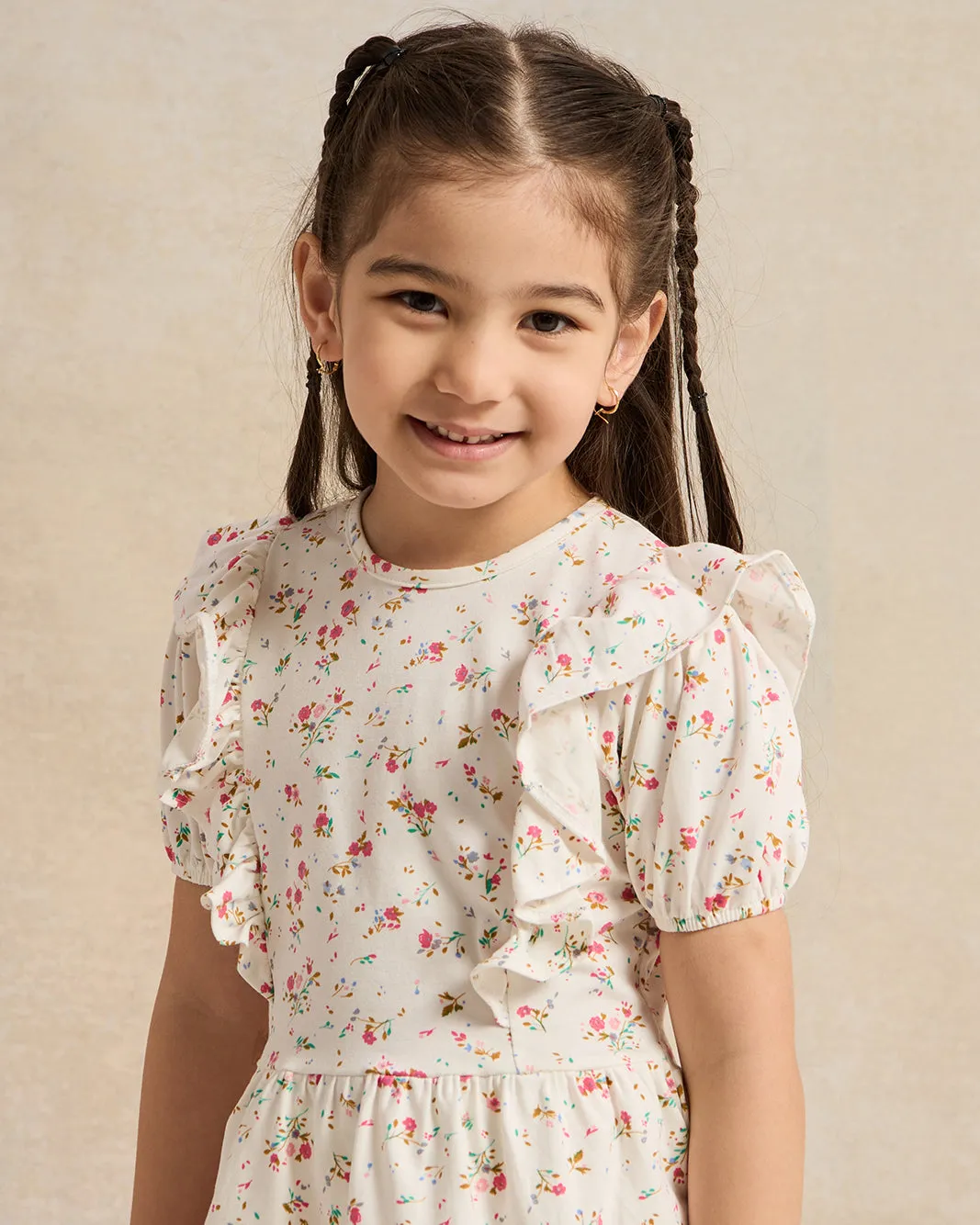 Girls Cream Printed Jersey Top sold by Redtag product image thumbnail 4