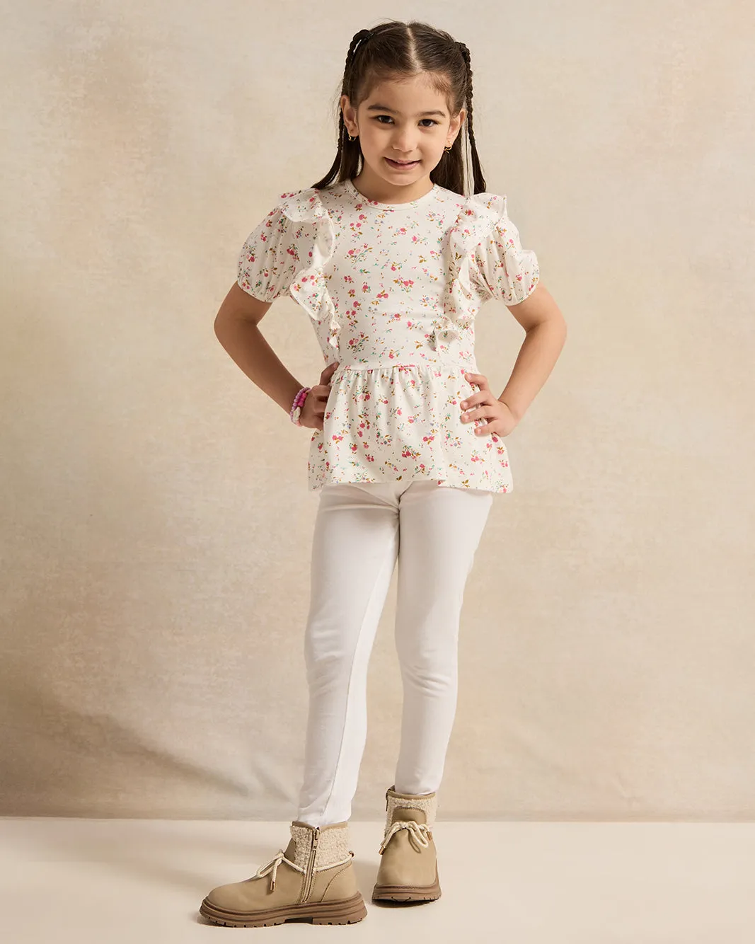 Girls Cream Printed Jersey Top sold by Redtag product image thumbnail 2