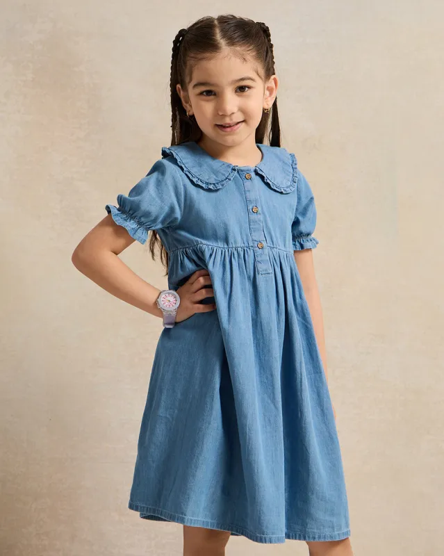 Girls Blue Denim Dress sold by Redtag