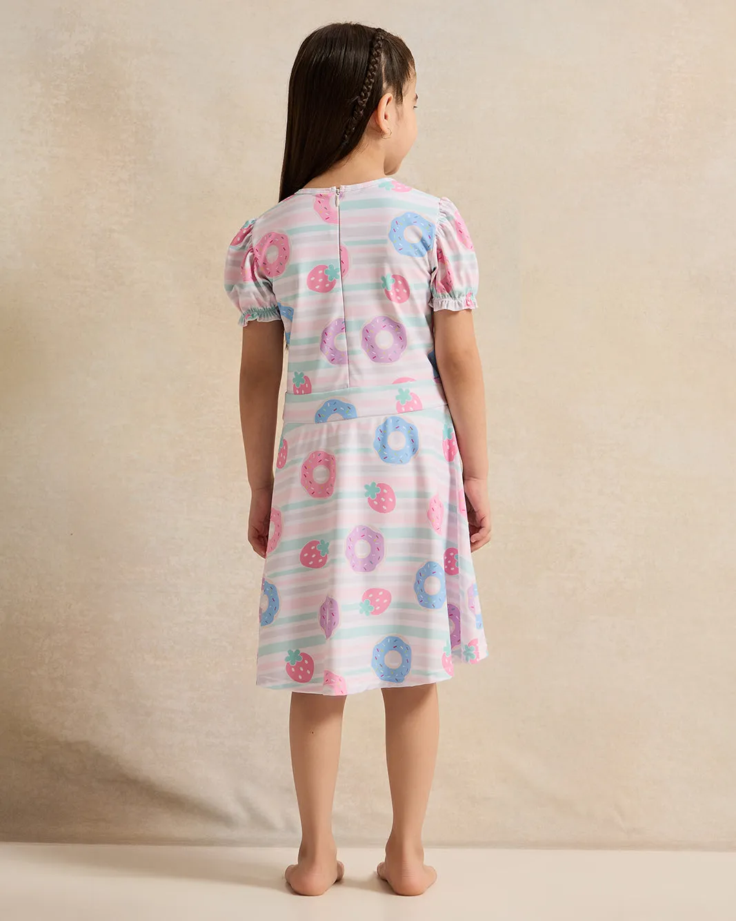 Girls Pink Printed Swimsuit Dress sold by Redtag product image thumbnail 3