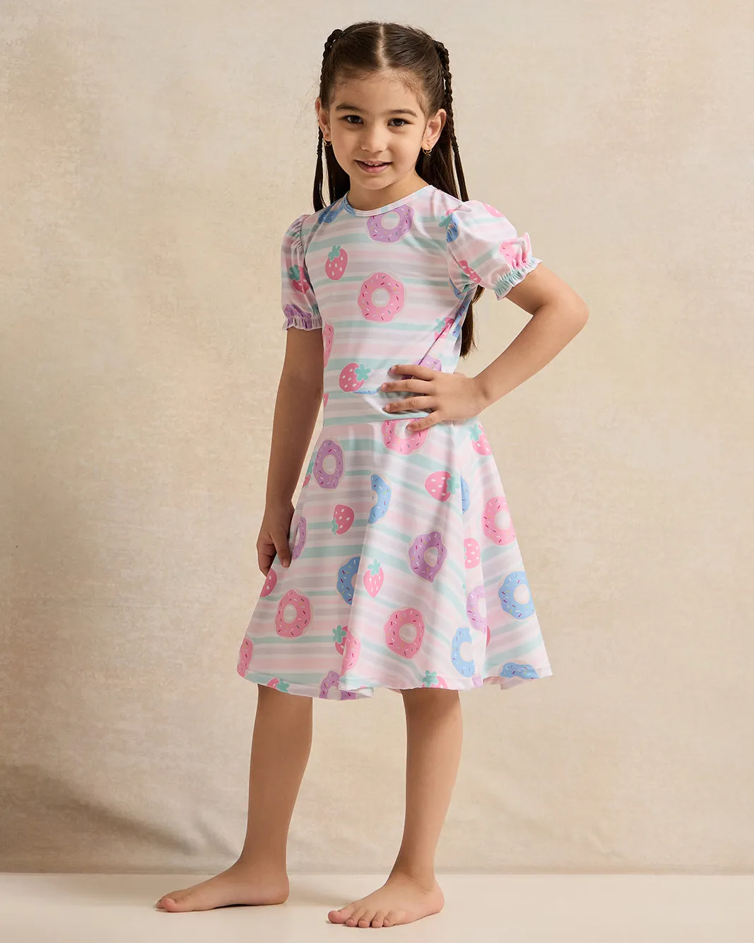 Girls Pink Printed Swimsuit Dress sold by Redtag