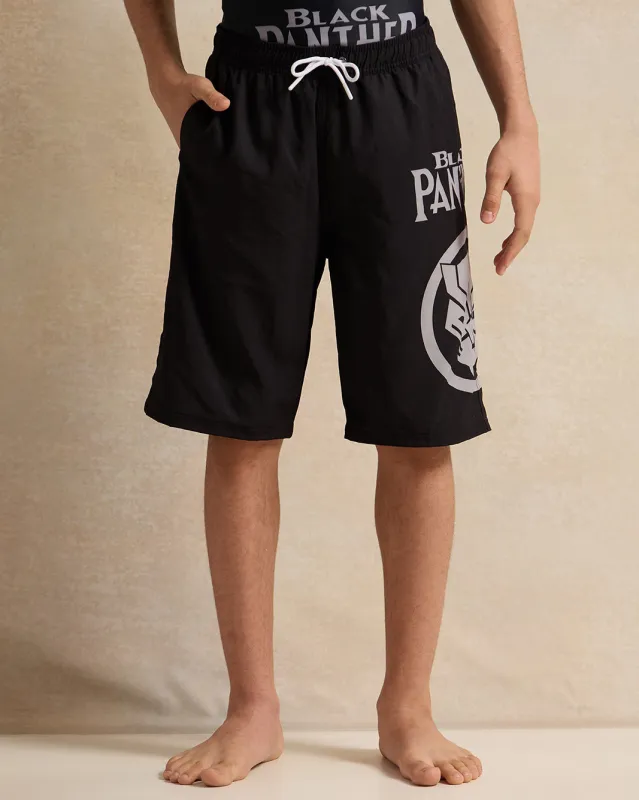 Senior Boys Black Printed Swim Shorts sold by Redtag