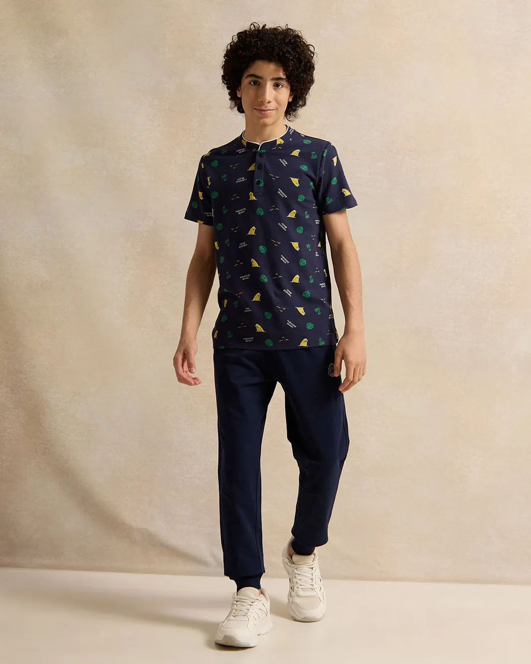 Senior Boys Navy Mandarin Collor Polo Shirt sold by Redtag product image thumbnail 2