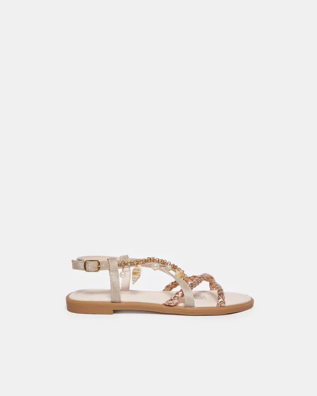 Senior Girls Gold Charm Sandal sold by Redtag