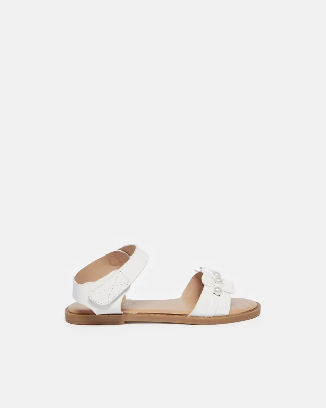 Girls White Embellished With Pearls Backstrap Sandal sold by Redtag