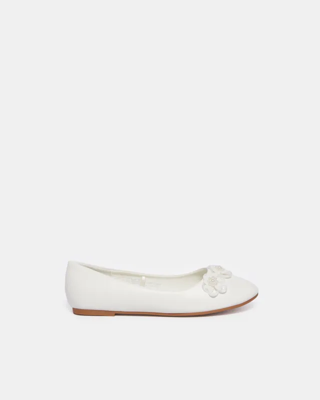 Senior Girls White Floral Ballerina sold by Redtag
