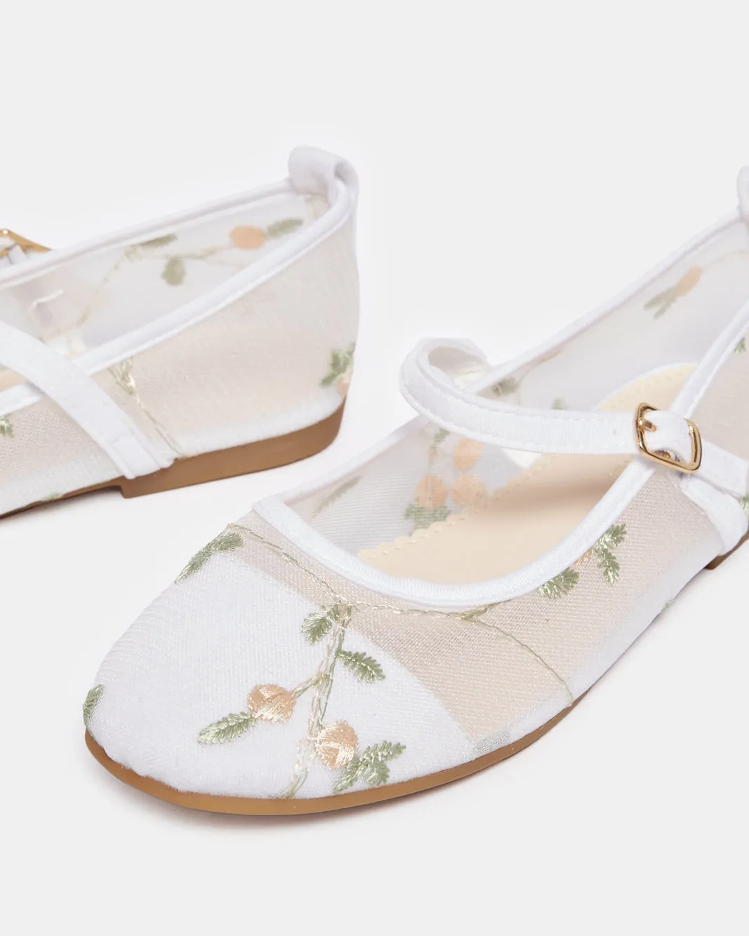 Senior girls White Floral Embroidered Ballerina sold by Redtag product image thumbnail 3