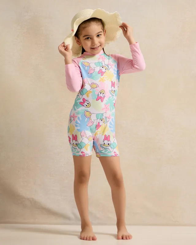 Girls Pink Printed Swimsuits sold by Redtag