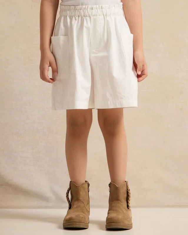Girls White Bermuda Shorts sold by Redtag