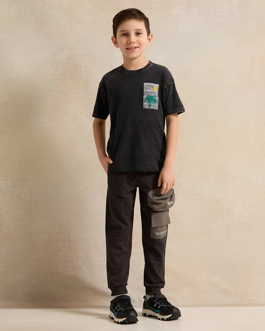 Boys Charcoal Cargo Pocket Track Pants sold by Redtag product image thumbnail 2