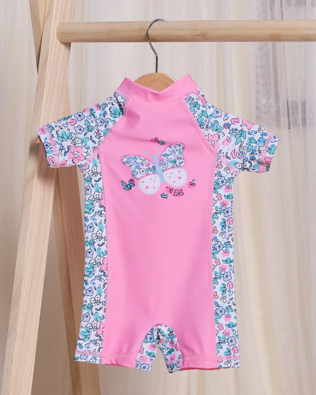 Infant Girls Pink Printed Swimsuit sold by Redtag