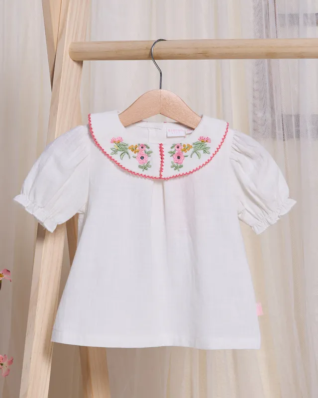 Infant Girls White Embroidered Blouse sold by Redtag