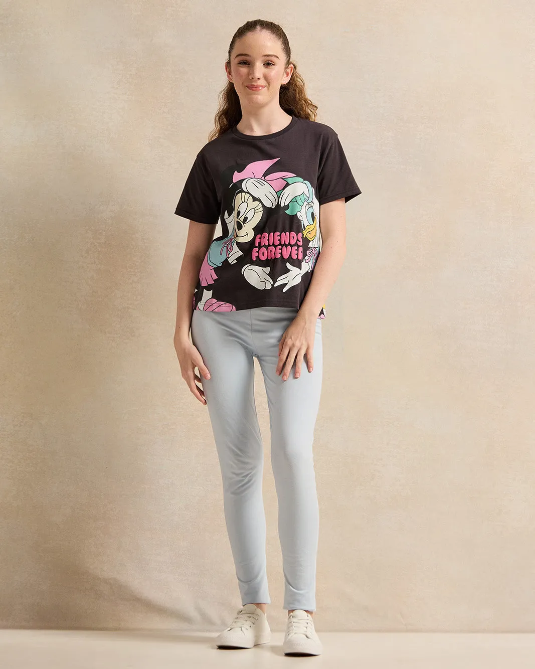 Senior Girls Black Minnie & Daisy Duck Print T-Shirt sold by Redtag product image thumbnail 2