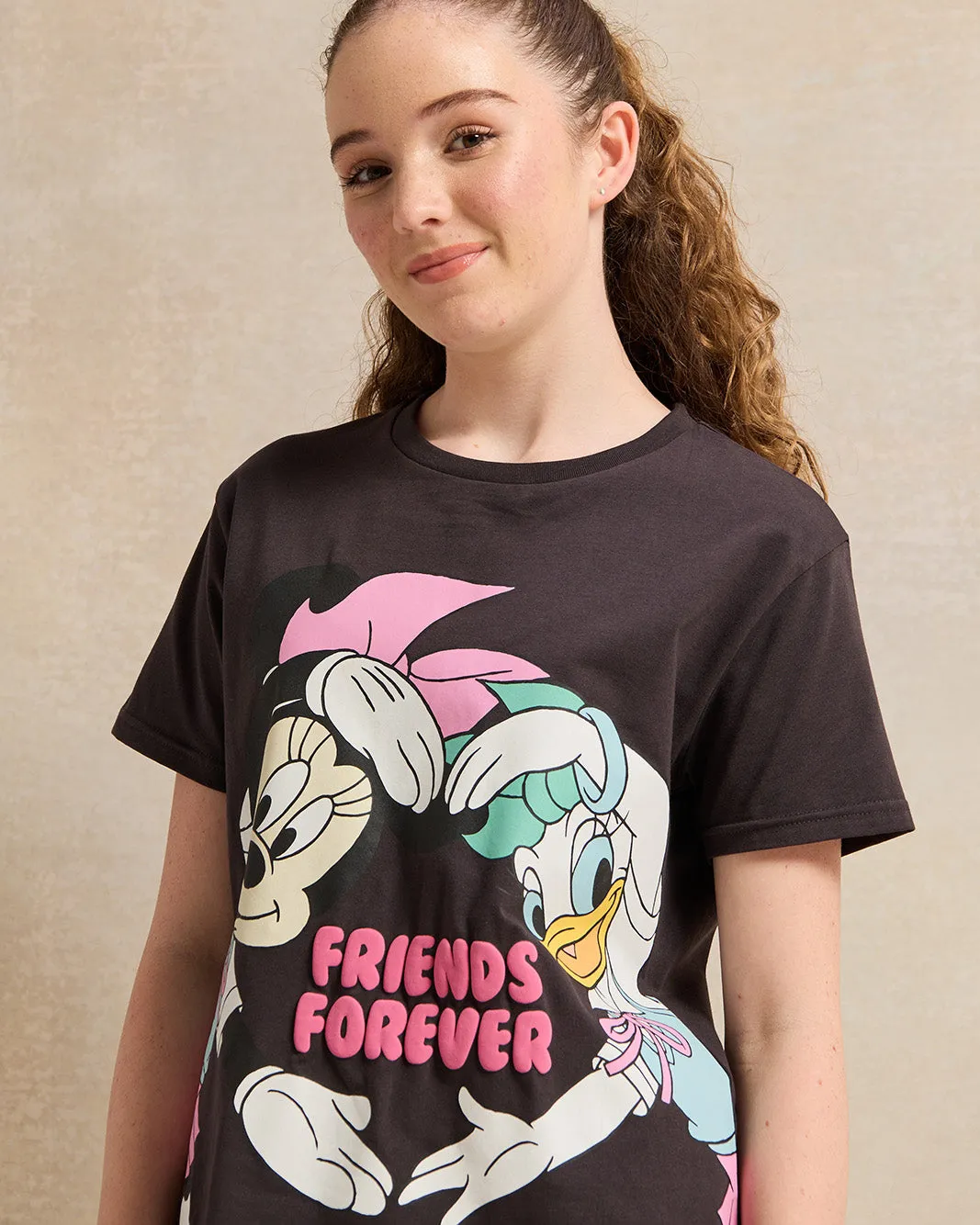 Senior Girls Black Minnie & Daisy Duck Print T-Shirt sold by Redtag product image thumbnail 4