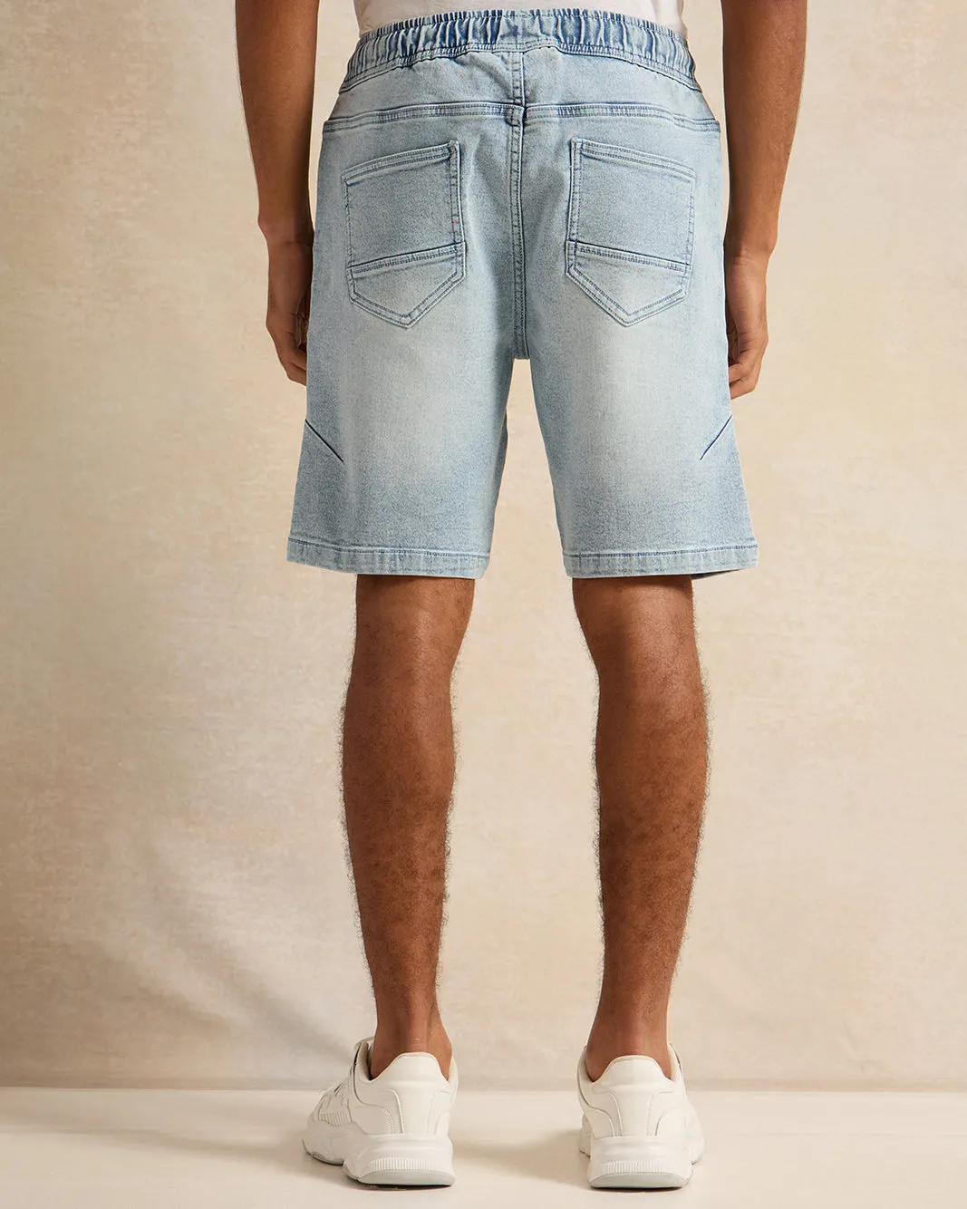 Men Blue Plain Denim Shorts sold by Redtag product image thumbnail 3