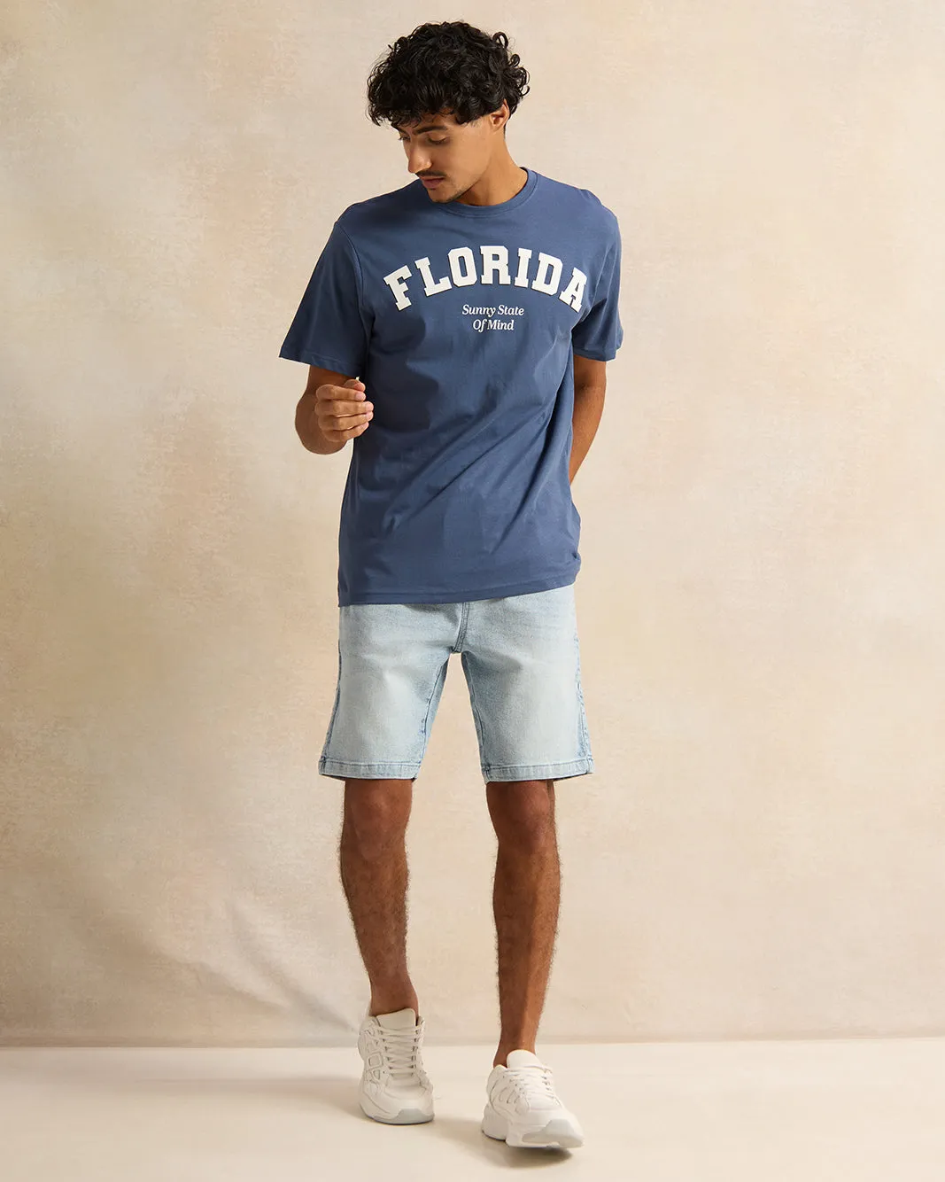 Men Blue Plain Denim Shorts sold by Redtag product image thumbnail 2