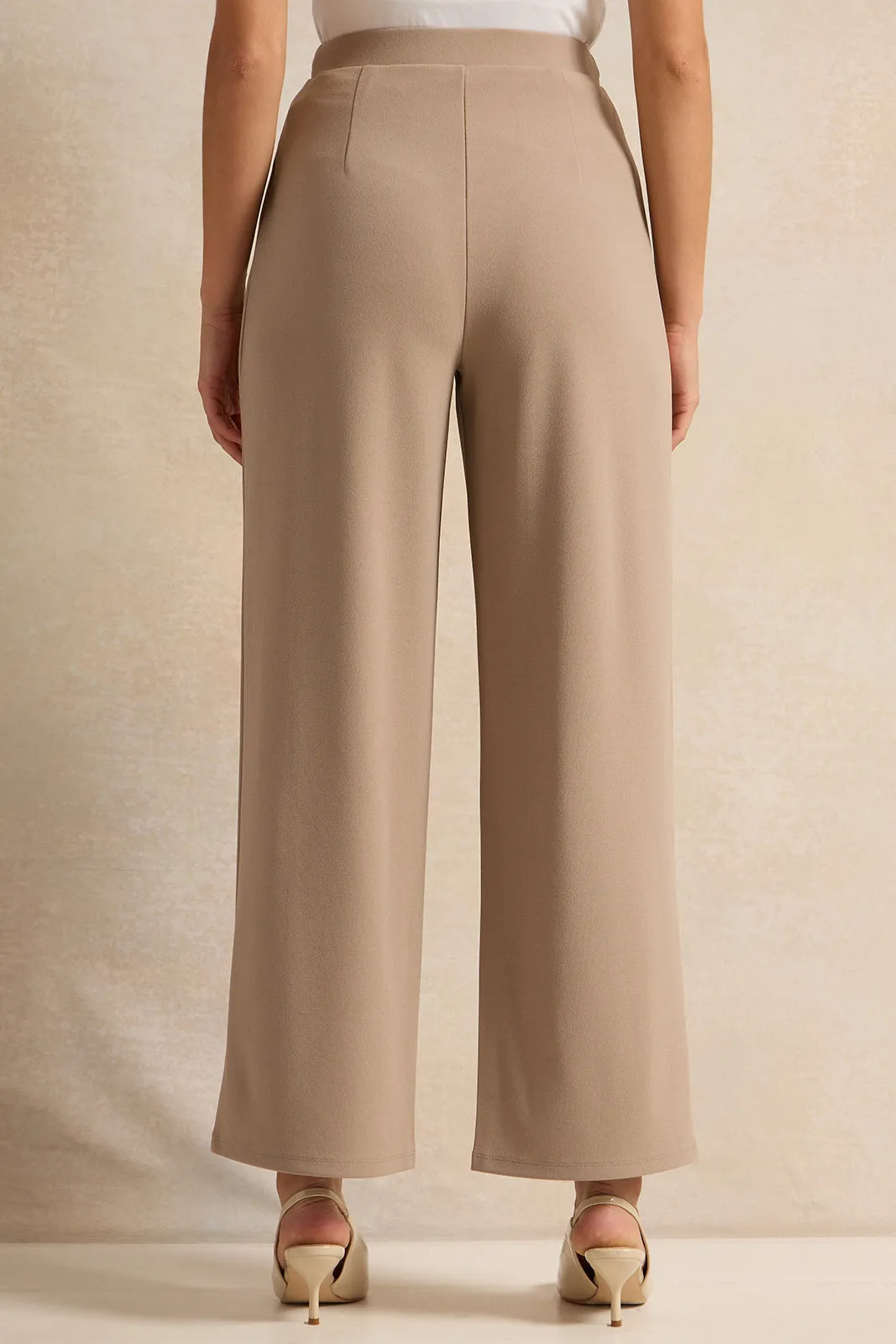 Women Beige Metal Detail Smart Trousers sold by Redtag product image thumbnail 3
