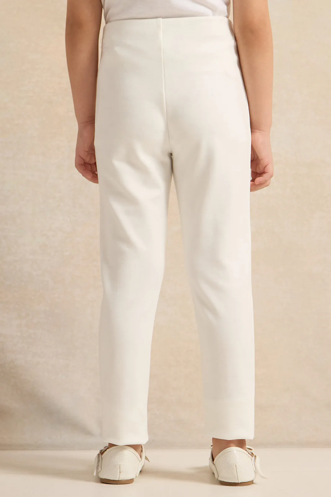 Girls White Ponti Leggings sold by Redtag product image thumbnail 3