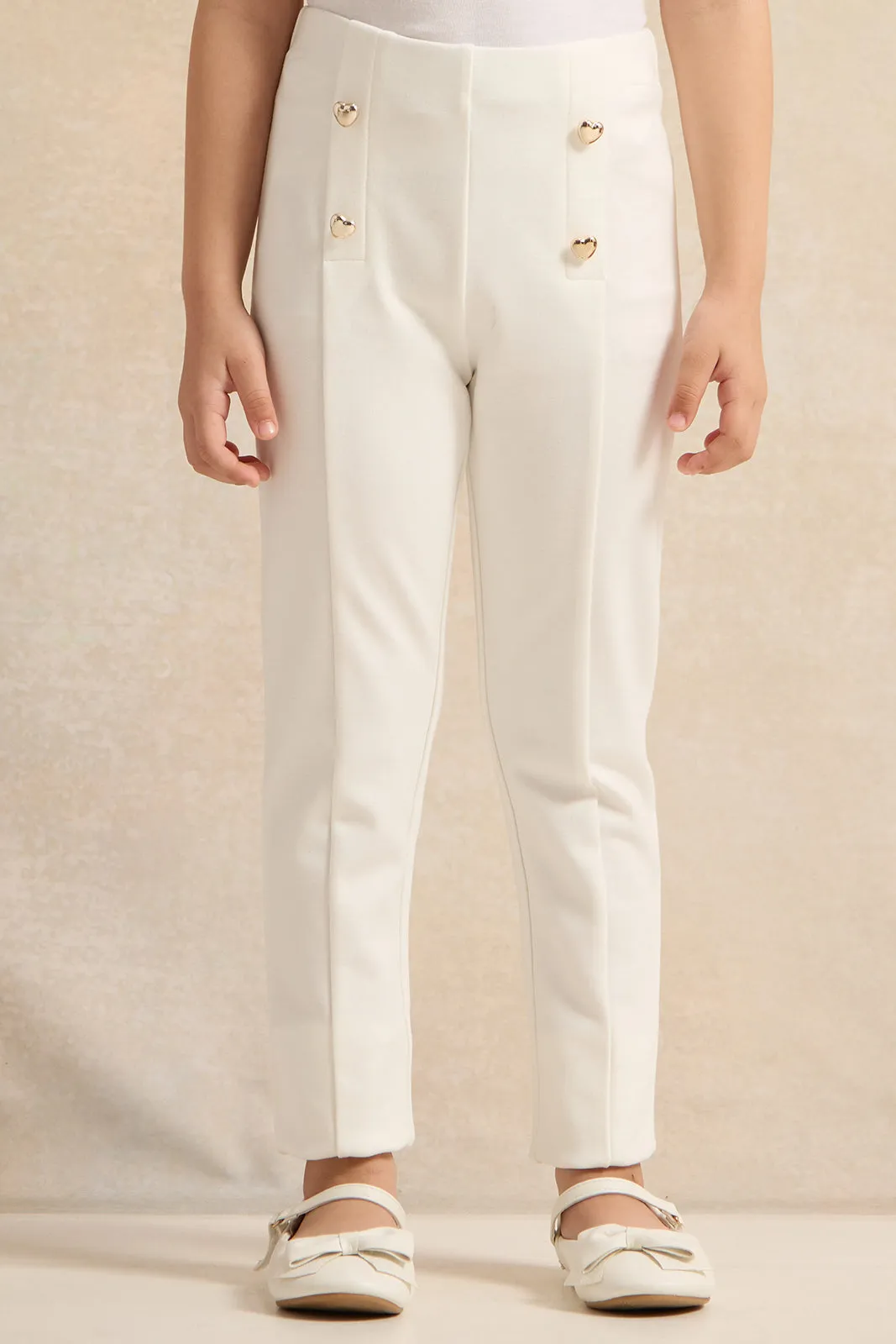 Girls White Ponti Leggings sold by Redtag