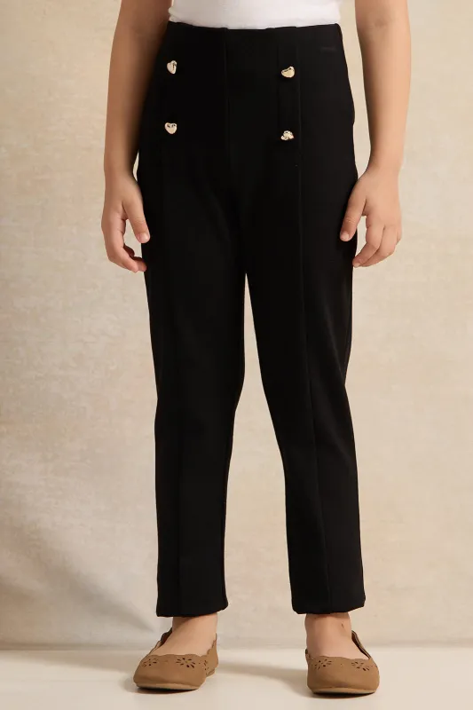 Girls Black Ponti Leggings sold by Redtag