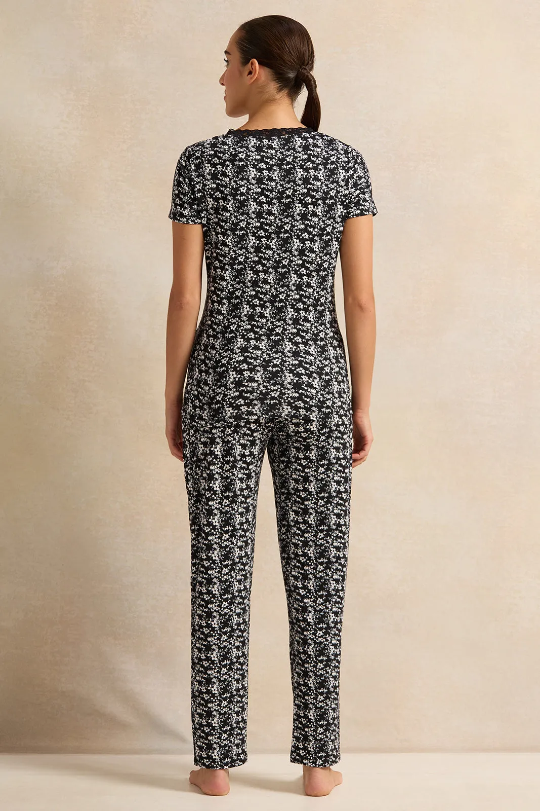 Women Black Printed Pyjama Set (2 Piece) sold by Redtag product image thumbnail 4