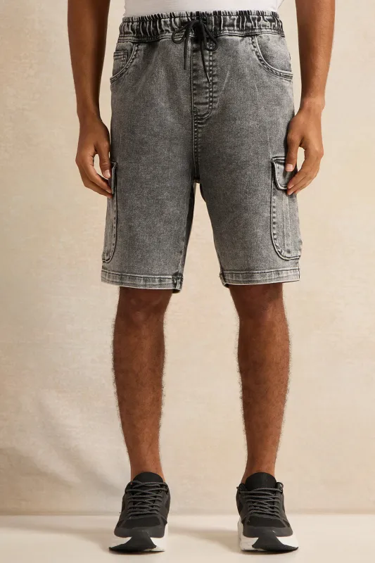 Men Grey Cargo Pockets Shorts sold by Redtag