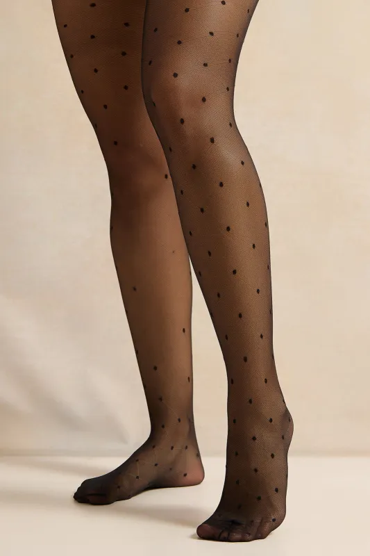 Women Black Jacquard  Tights sold by Redtag