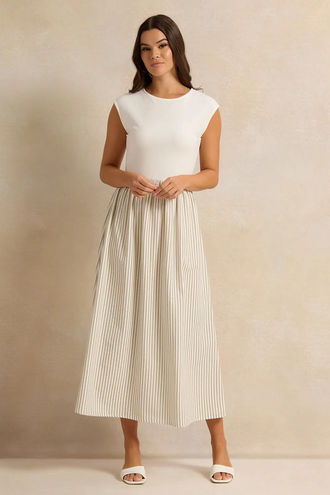 Women Ivory Striped Dress sold by Redtag product image thumbnail 2