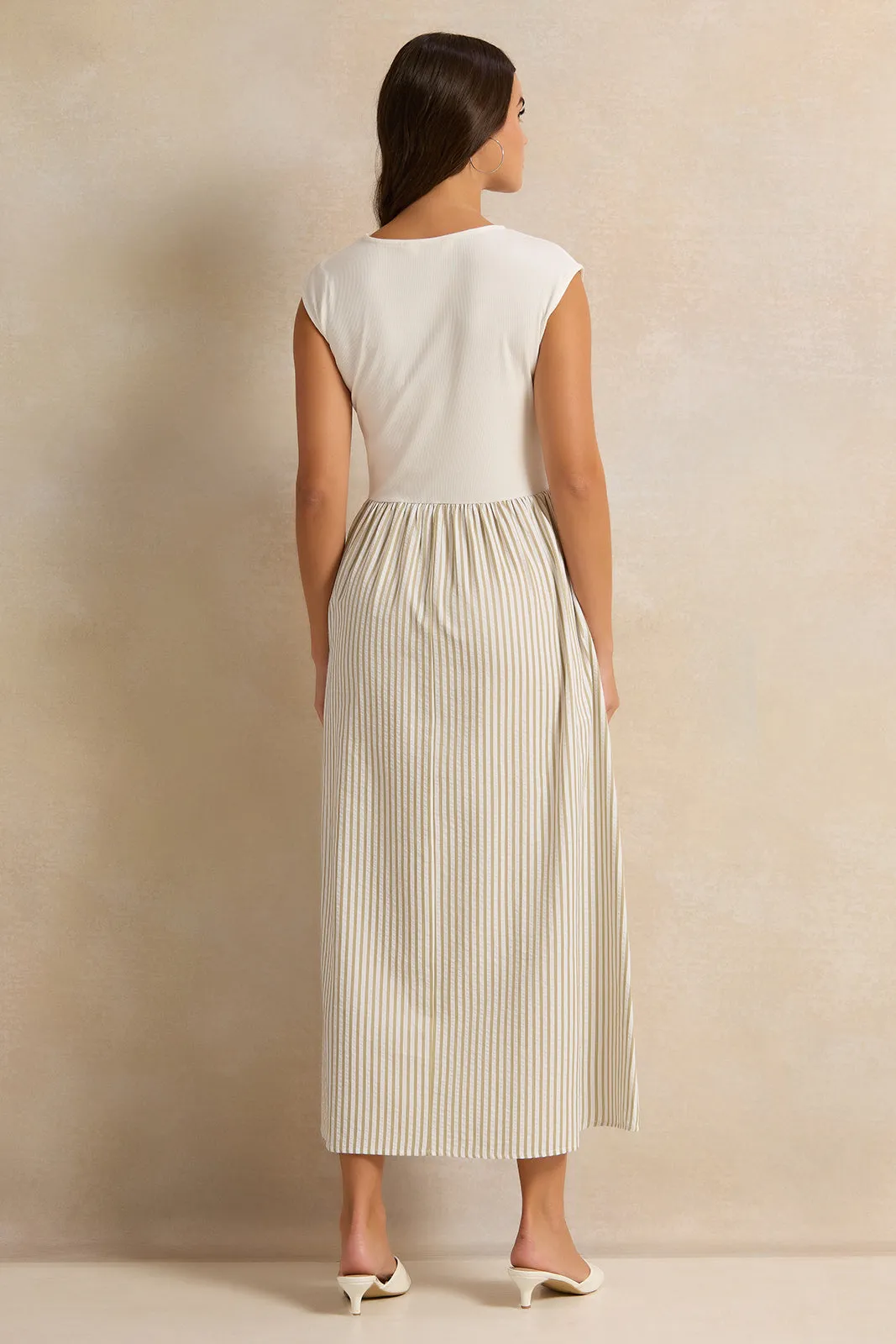 Women Ivory Striped Dress sold by Redtag product image thumbnail 4