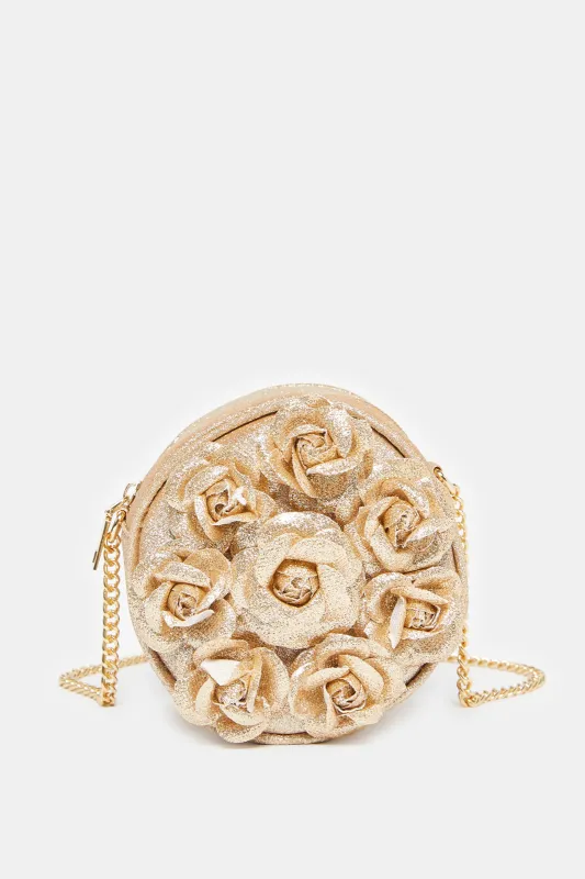 Women Gold Embellished Crossbody Bag sold by Redtag