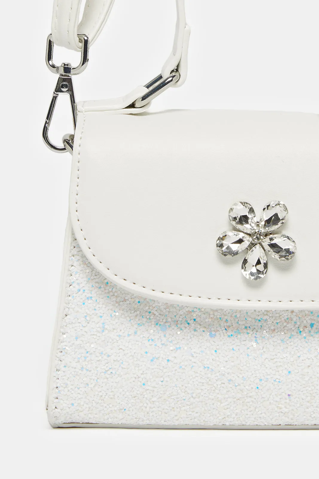 Women White Embellished Crossbody Bag sold by Redtag product image thumbnail 3