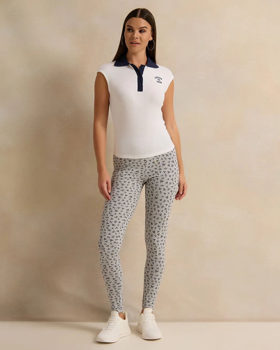 Women White Ribbed Collared T-Shirt sold by Redtag product image thumbnail 2