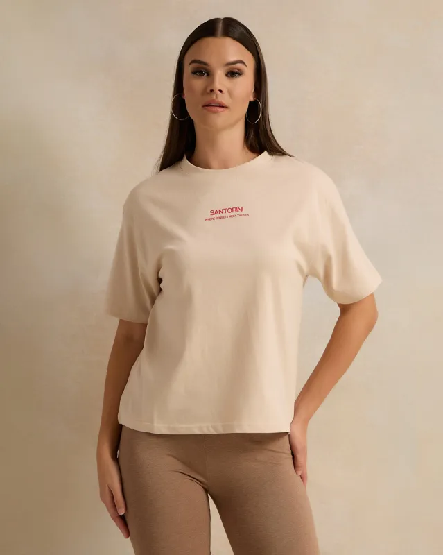 Women Beige Printed T-Shirt sold by Redtag