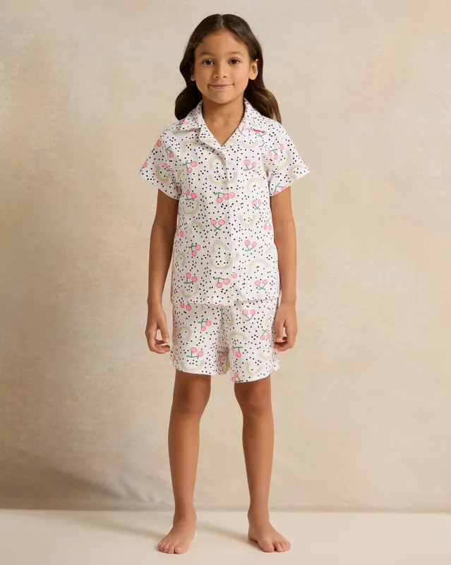 Girls White Printed Pyjama Set (2 Piece) sold by Redtag