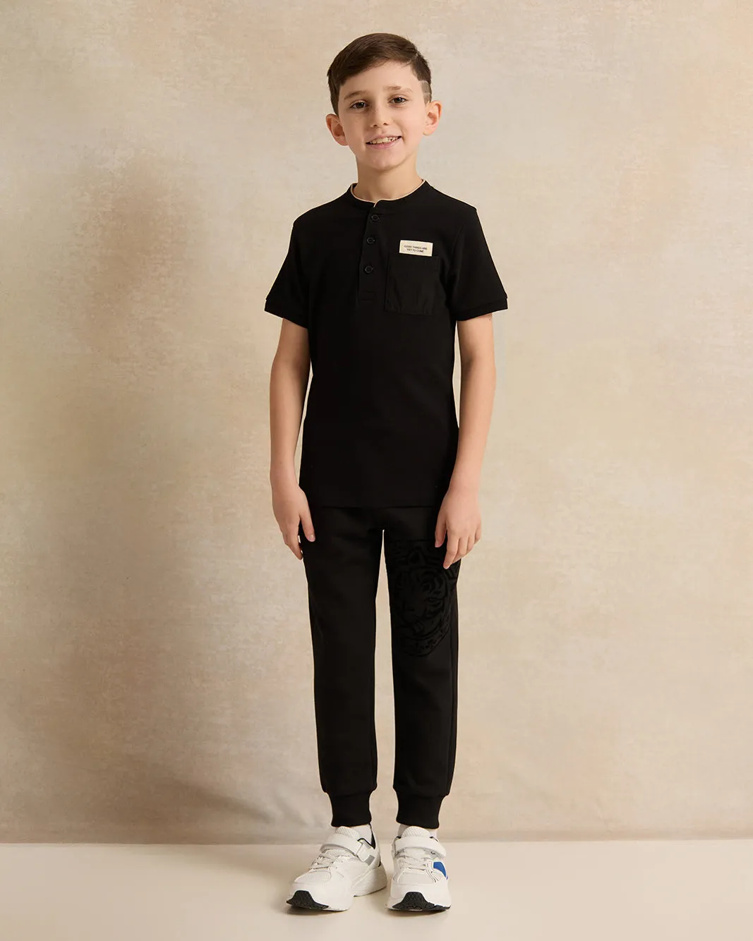 Boys Black Printed Black Pants sold by Redtag product image thumbnail 2