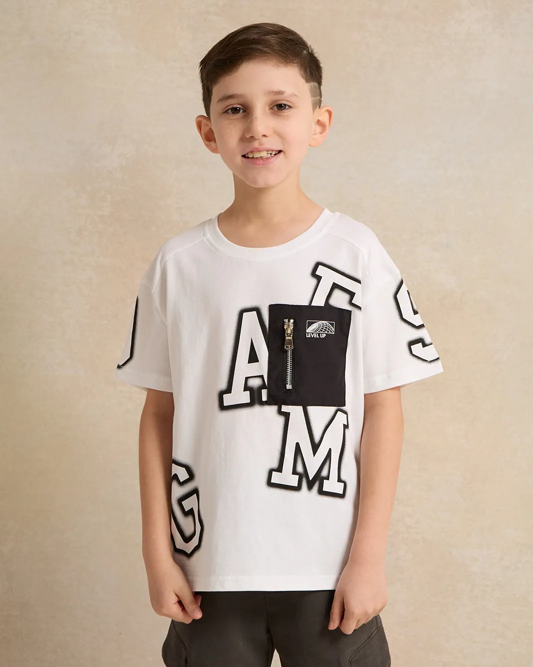 Boys White Printed T-shirt sold by Redtag