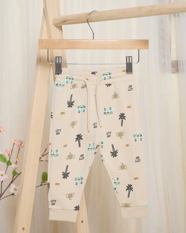 Infant Boys Beige Animal Printed Active Pants sold by Redtag