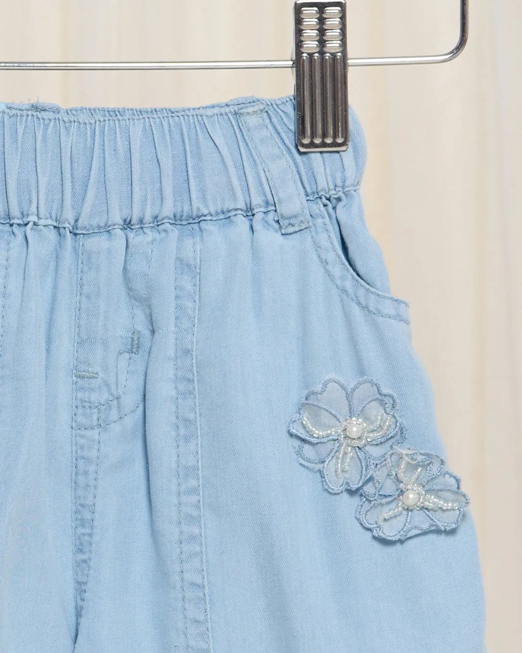 Infant Girls Blue Embellished Shorts With 3D Flowers sold by Redtag product image thumbnail 2