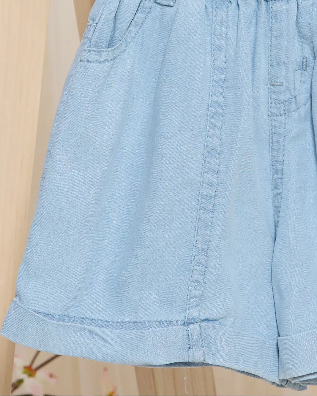 Infant Girls Blue Embellished Shorts With 3D Flowers sold by Redtag product image thumbnail 3