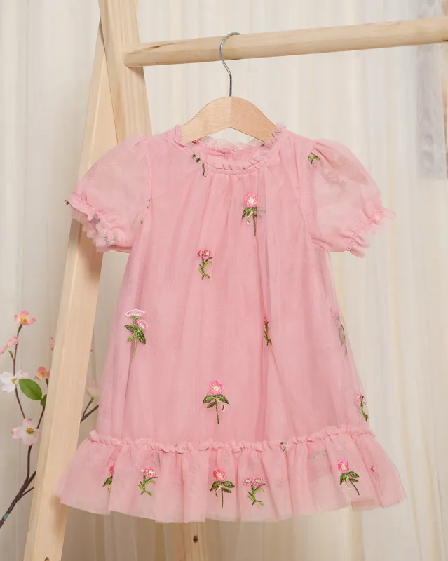 Infant Girls Pink Embroidered Dress sold by Redtag