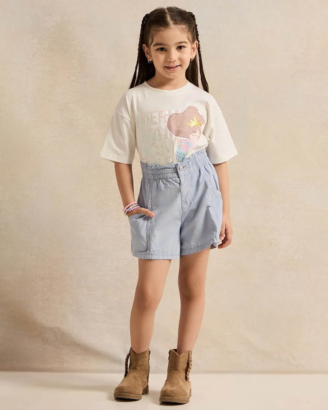White Mermaid Placement Print Boxy T Shirt sold by Redtag product image thumbnail 2