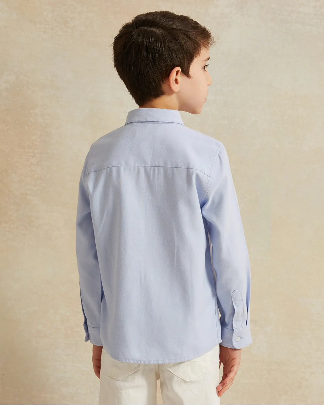 Boys Blue Plain Long Sleeve Shirt sold by Redtag product image thumbnail 3