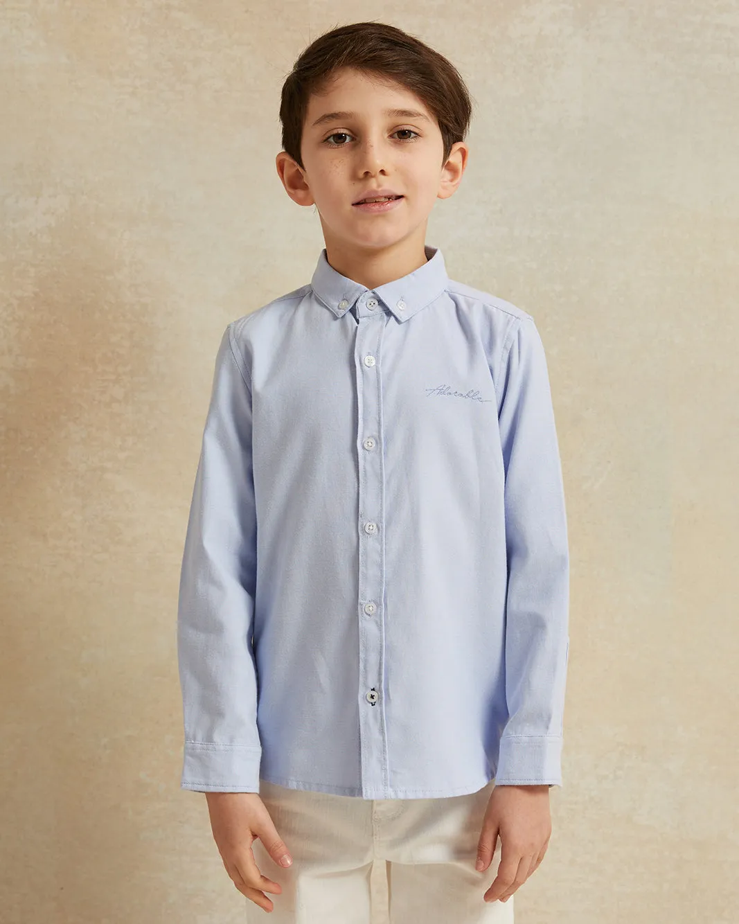 Boys Blue Plain Long Sleeve Shirt sold by Redtag