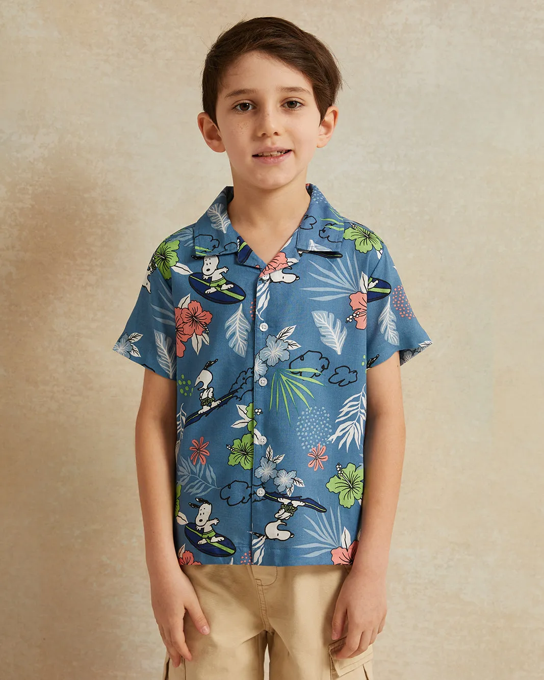 Boys Blue Printed Resort Shirt sold by Redtag