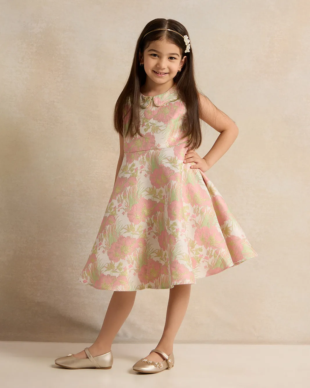 Girls Peterpan Collared Jacquard Dress sold by Redtag product image thumbnail 4