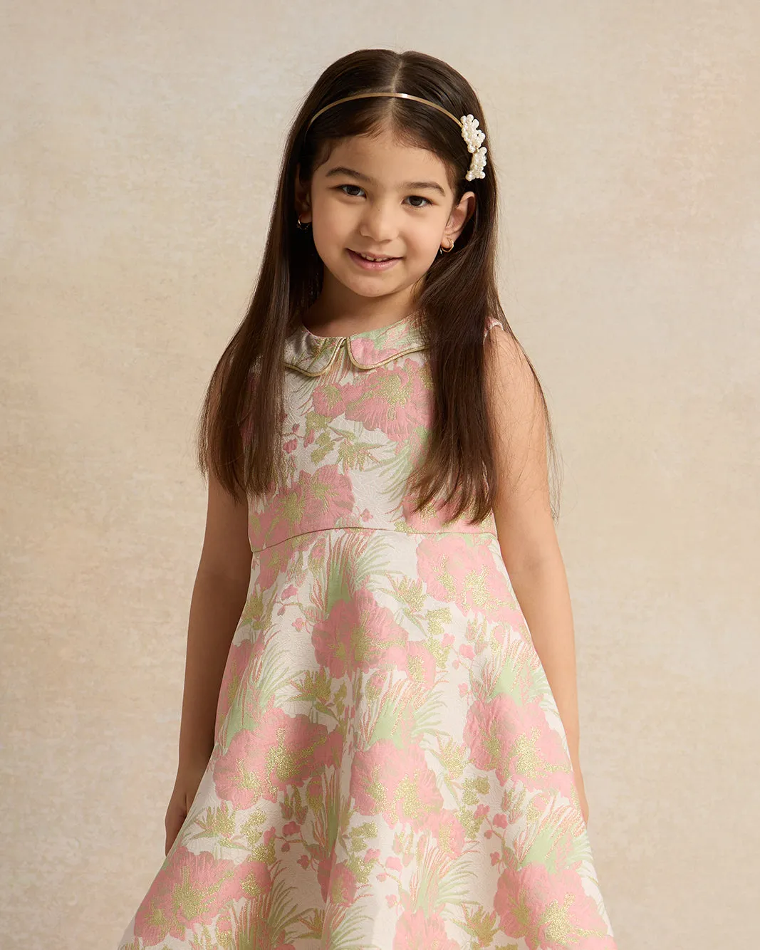 Girls Peterpan Collared Jacquard Dress sold by Redtag product image thumbnail 2