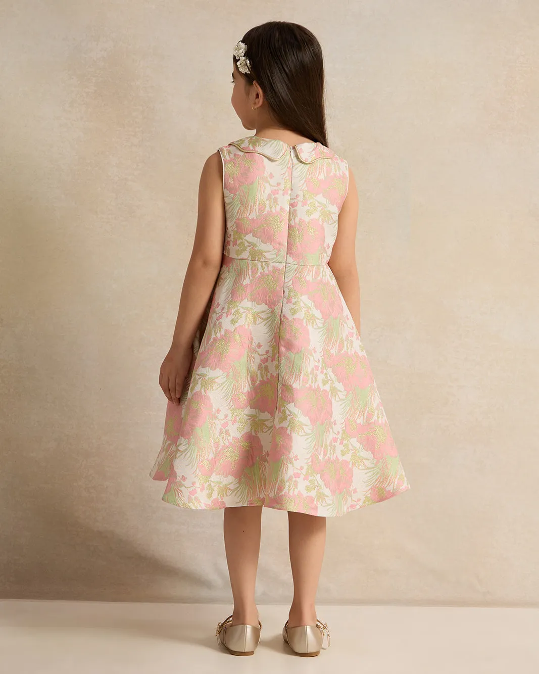 Girls Peterpan Collared Jacquard Dress sold by Redtag product image thumbnail 3