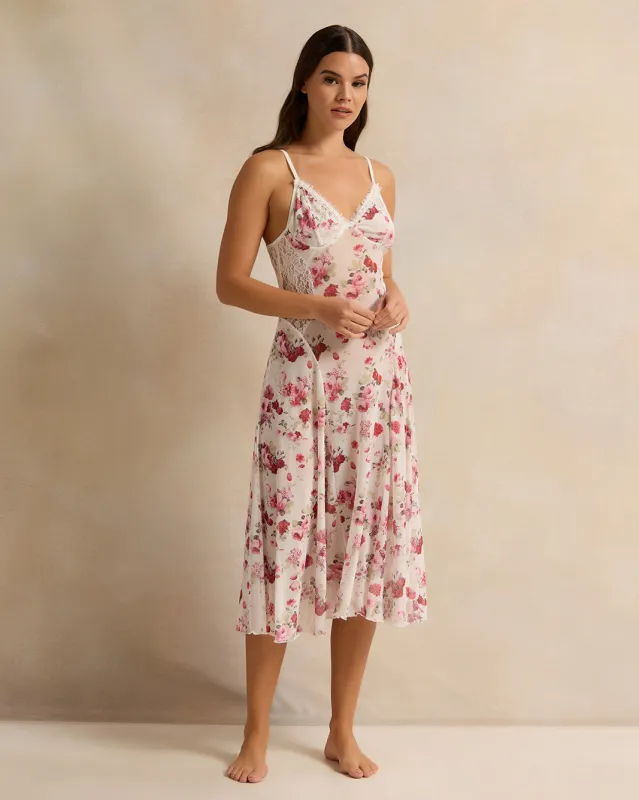 Women White Printed Chemise sold by Redtag