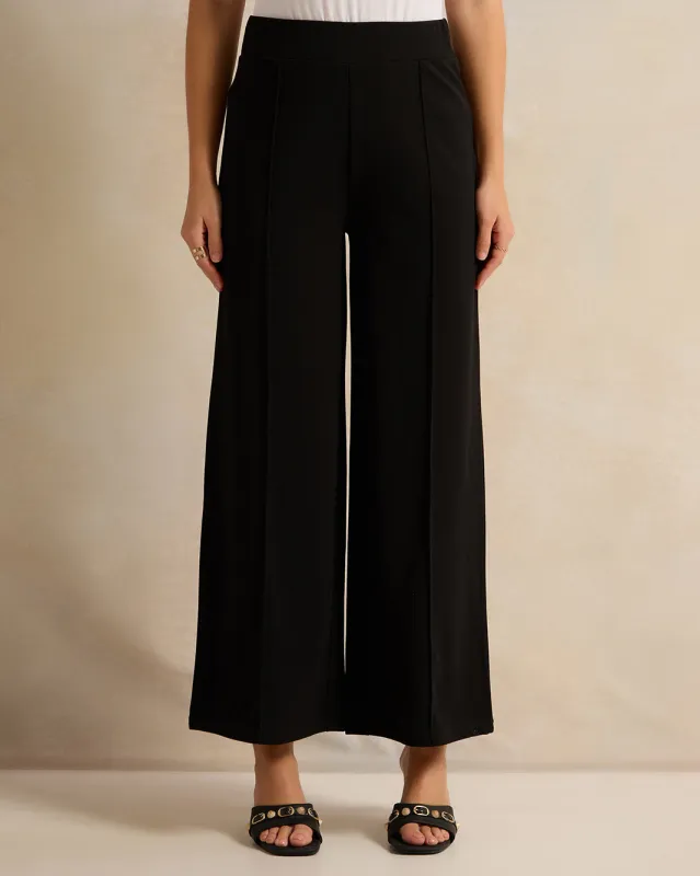 Women Black Plain Wide Leg Trousers sold by Redtag